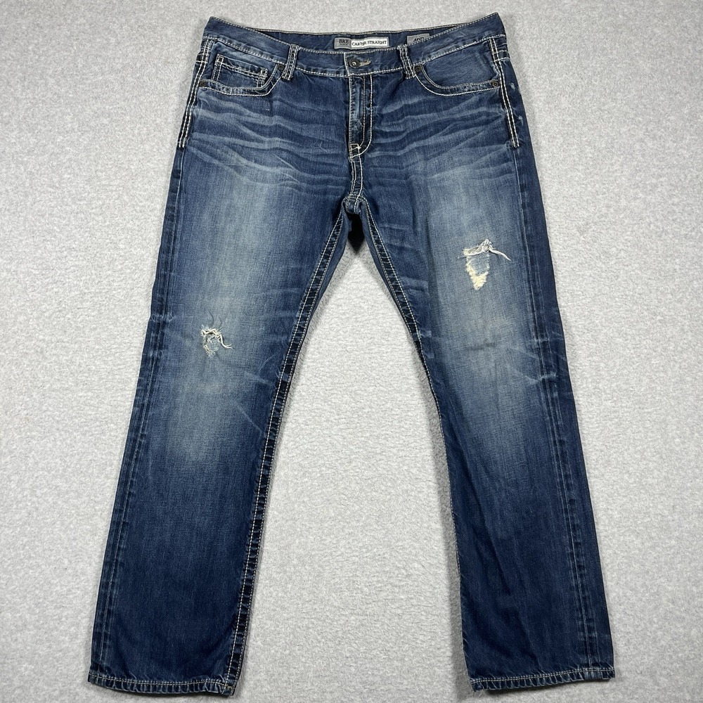 Buckle BKE Jeans Mens 40 (40x31) Blue Derek Straight Western Cowboy Denim Cotton